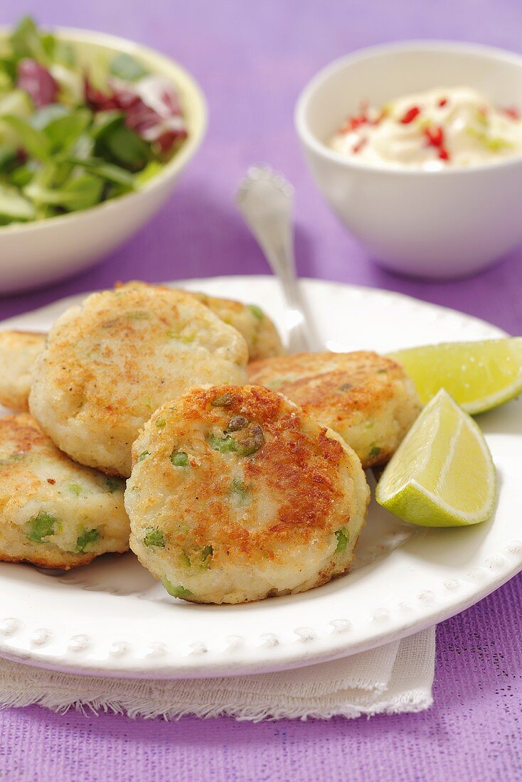 Fish cakes with chilli and lime mayonnaise