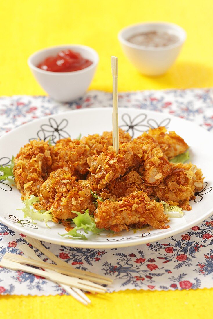 Chickennuggets mit Cornflakes-Panade