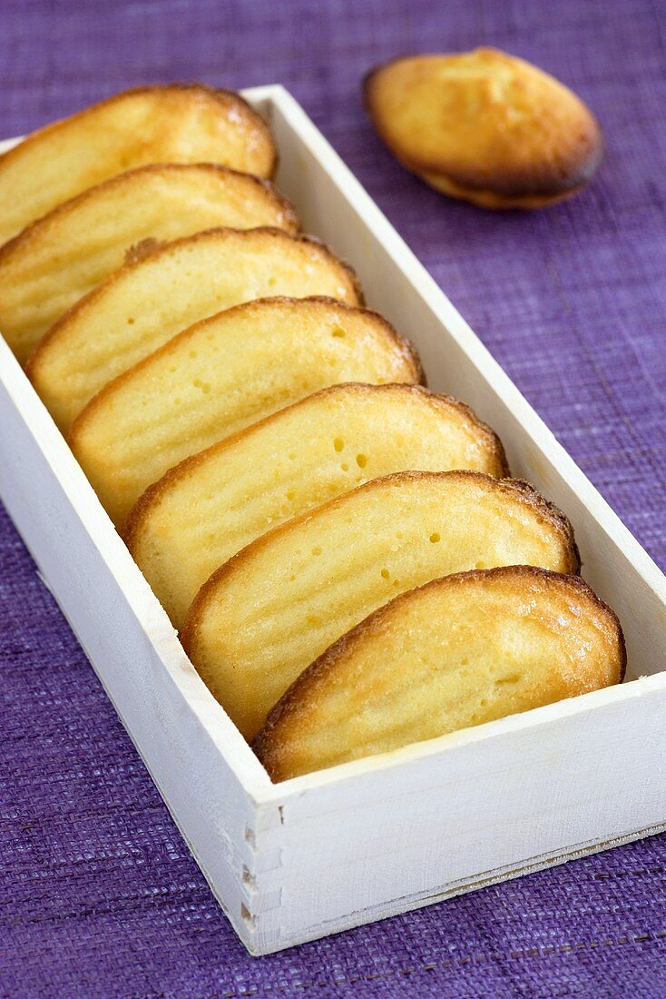 Madeleines in einer Holzschachtel