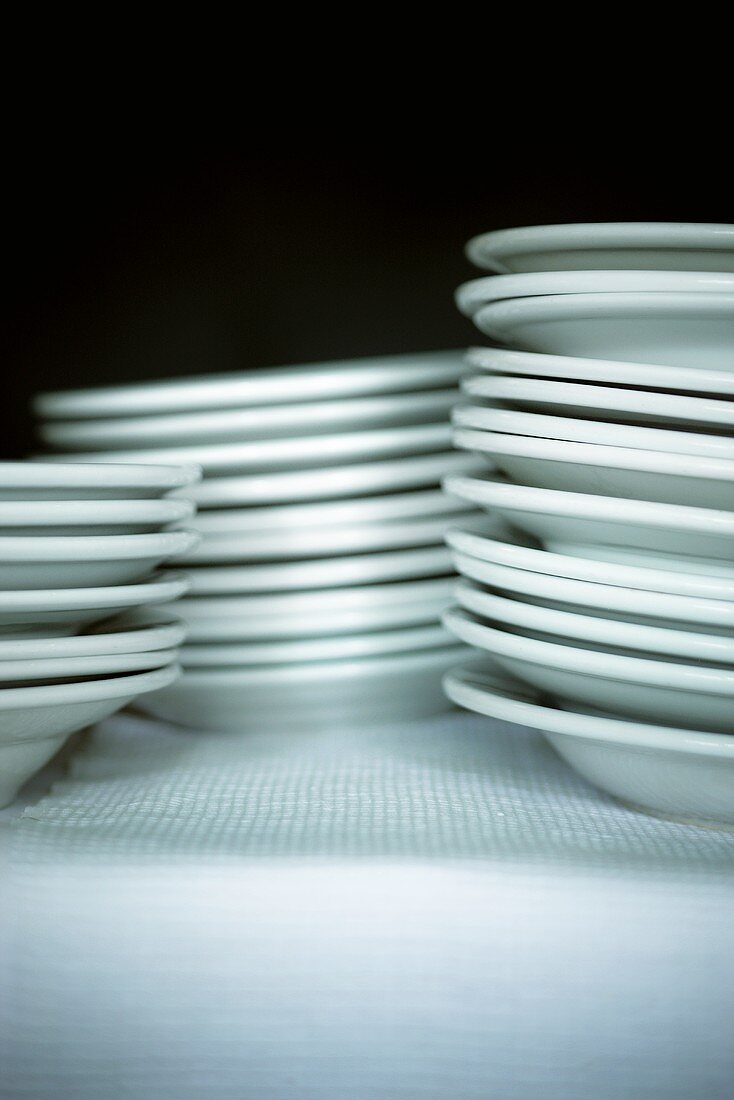 Several piles of plates