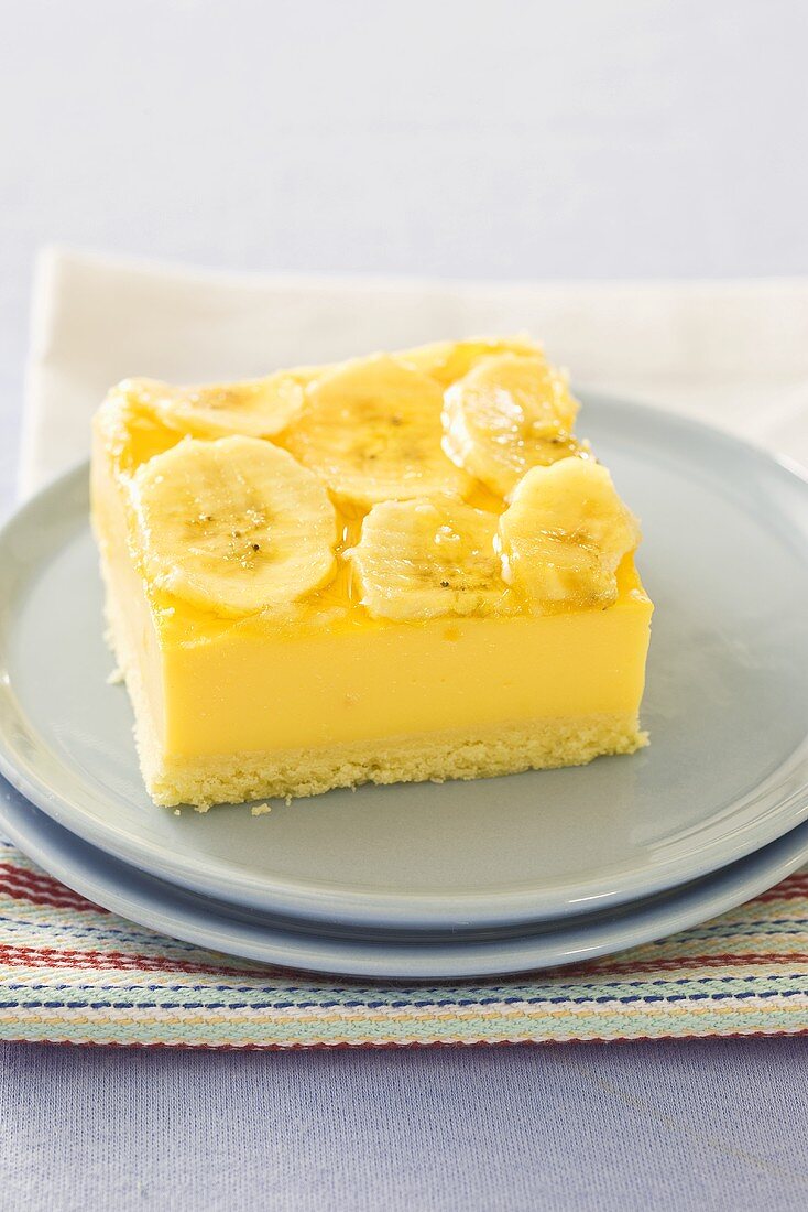 A slice of banana and vanilla pudding