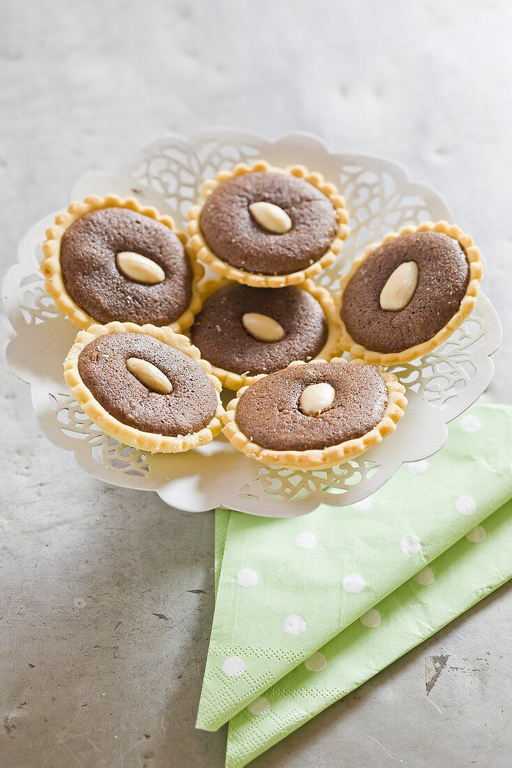 Chocolate almond tartlets