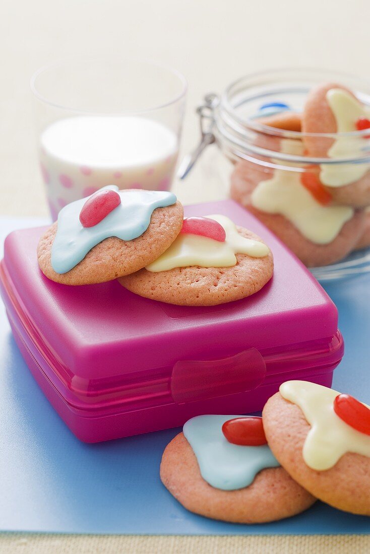 Raspberry biscuits with jelly beans