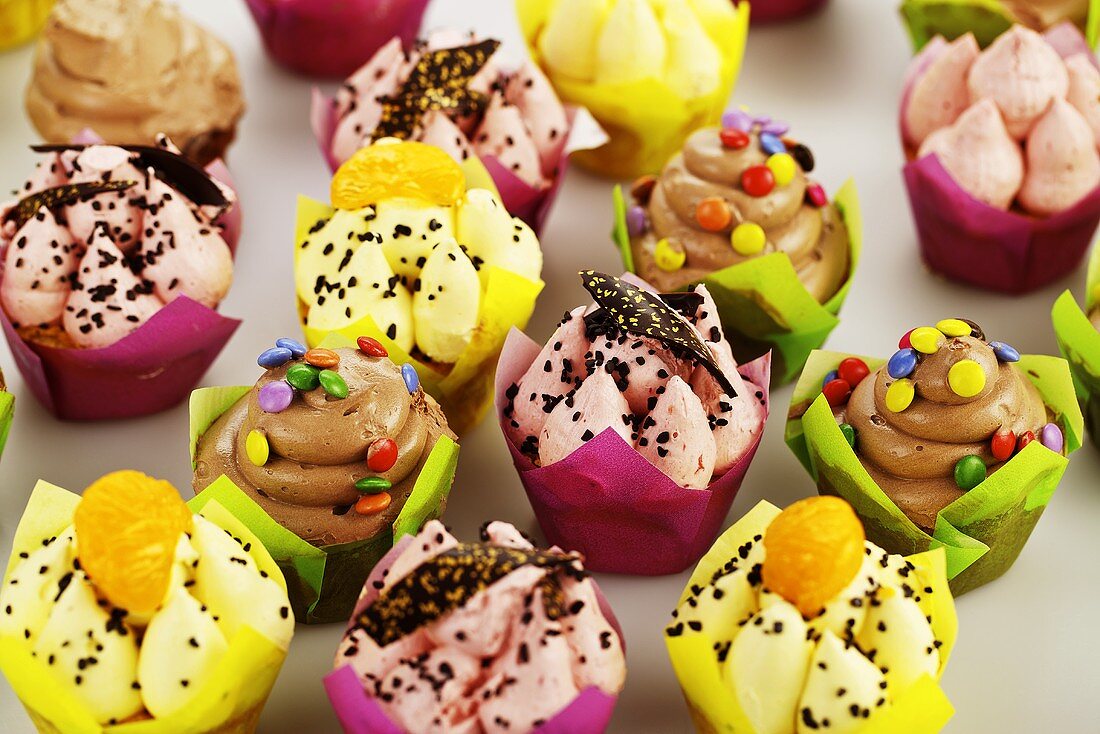 Various colourful cupcakes
