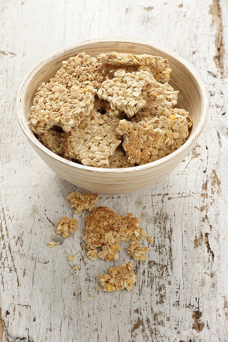 A bowl of wheat and honey crunchies