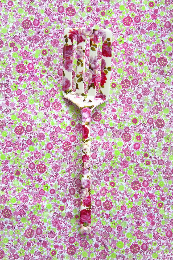 A floral patterned spatula