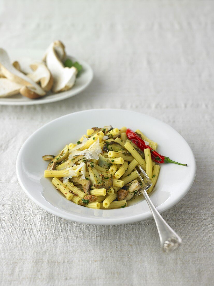 Sedanini e porcini (Nudeln mit frischen Steinpilzen, Italien)