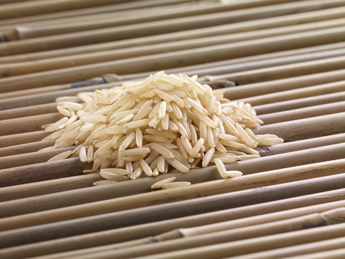 Basmati rice on bamboo sticks