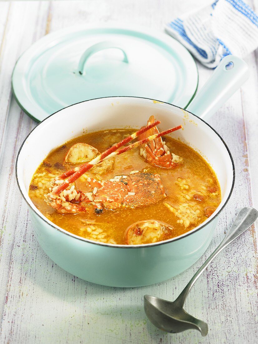 Arroz caldoso (rice stew, Spain) with crayfish
