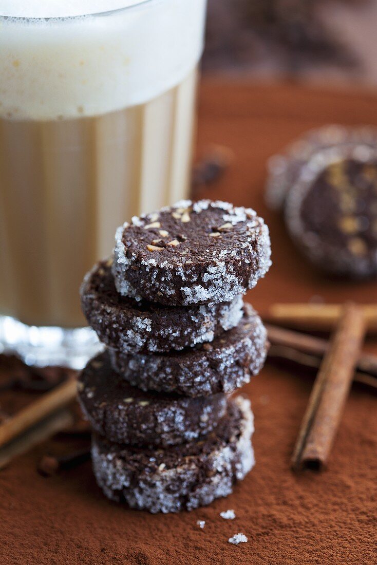 Chocolate biscuits with sugar