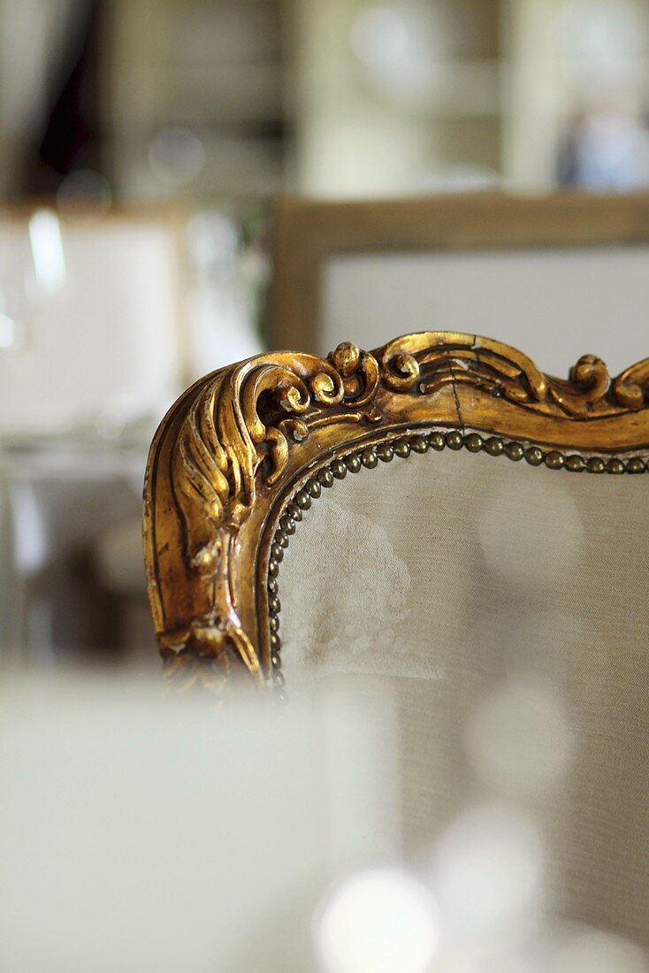 An antique chair in the hotel restaurant Chateau Mcely (Czech Republic)