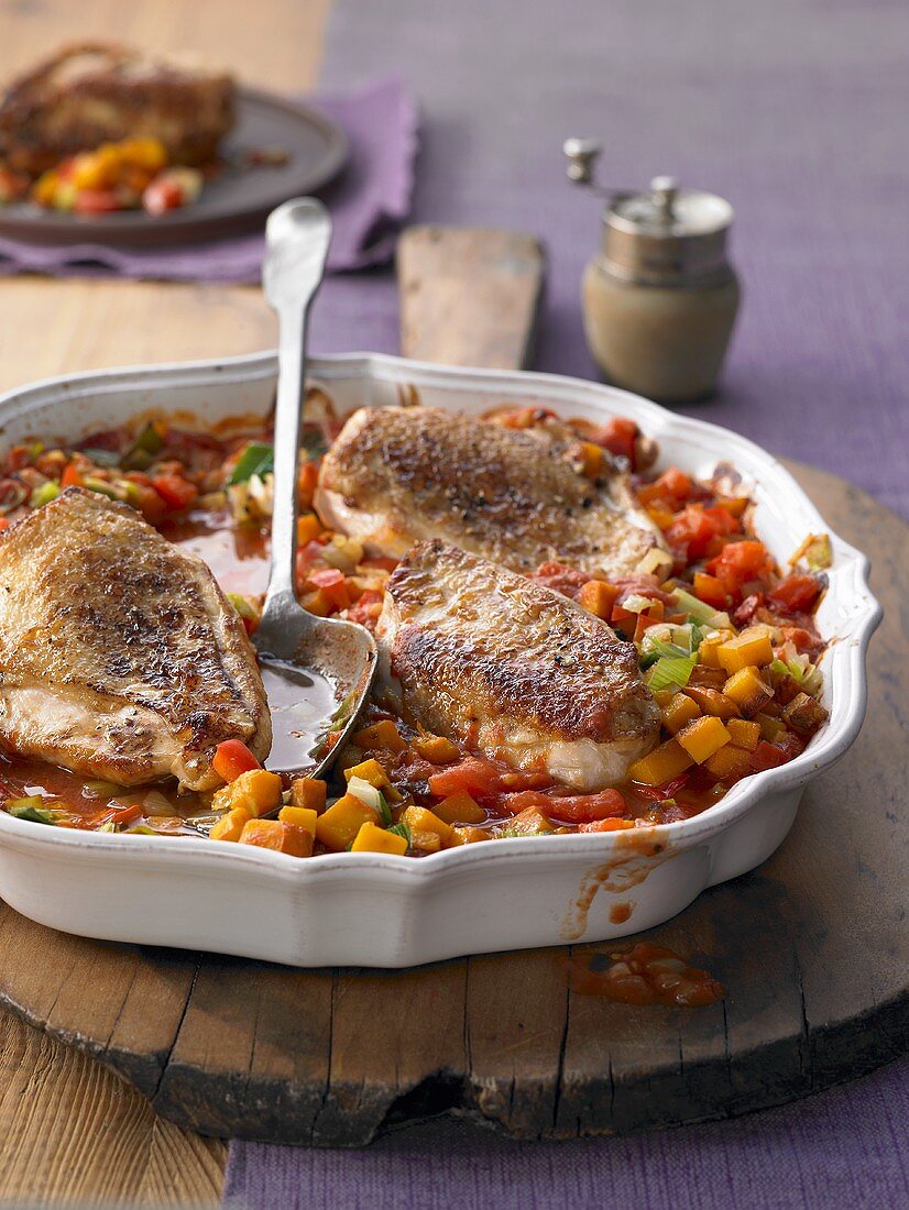 Chicken breast with an autumnal ratatouille