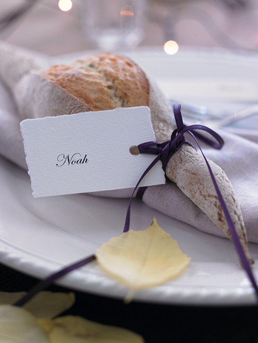 A place setting with a name card
