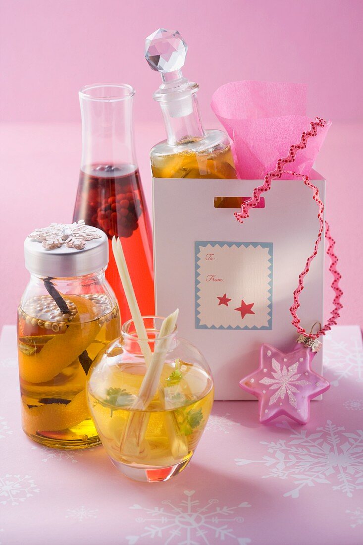 Home-made oil and vinegar as a gift