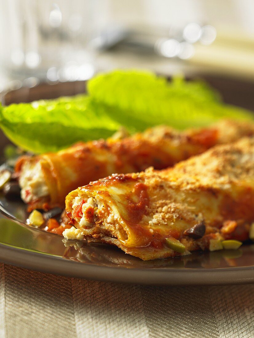Cannelloni with cos lettuce