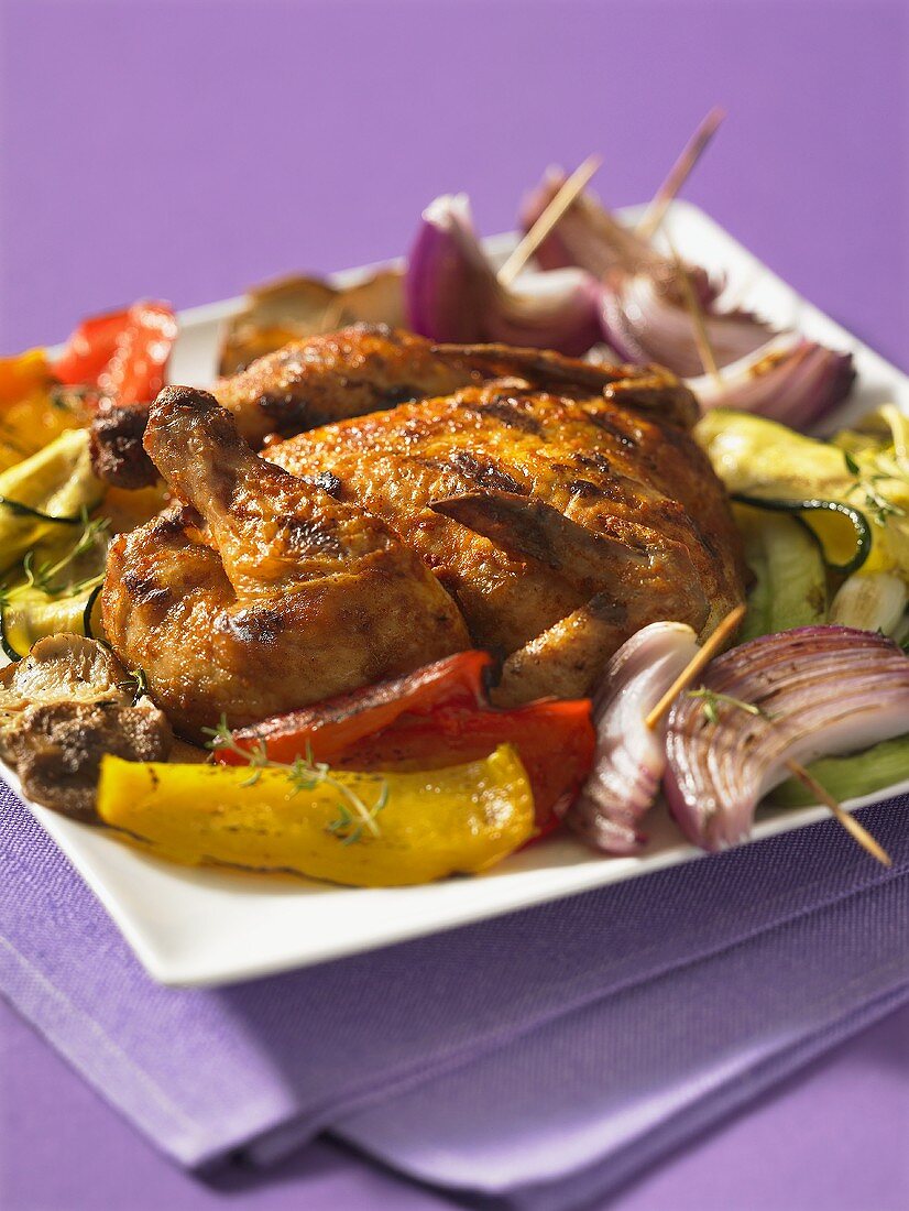 Grilled chicken with a side of vegetables