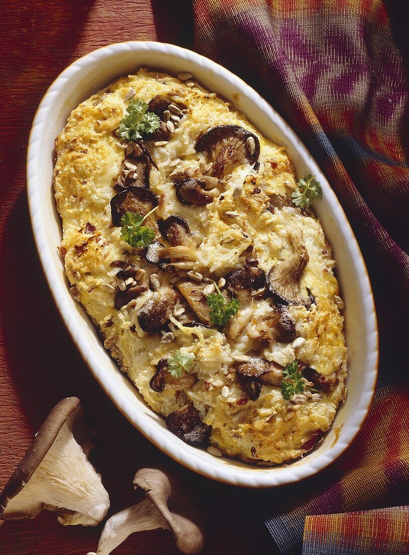 Rice Bake with Oyster Mushrooms