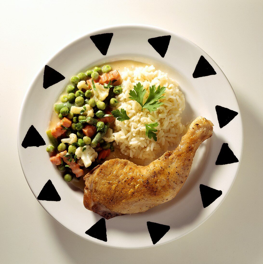 Chicken Leg with Vegetables and Rice