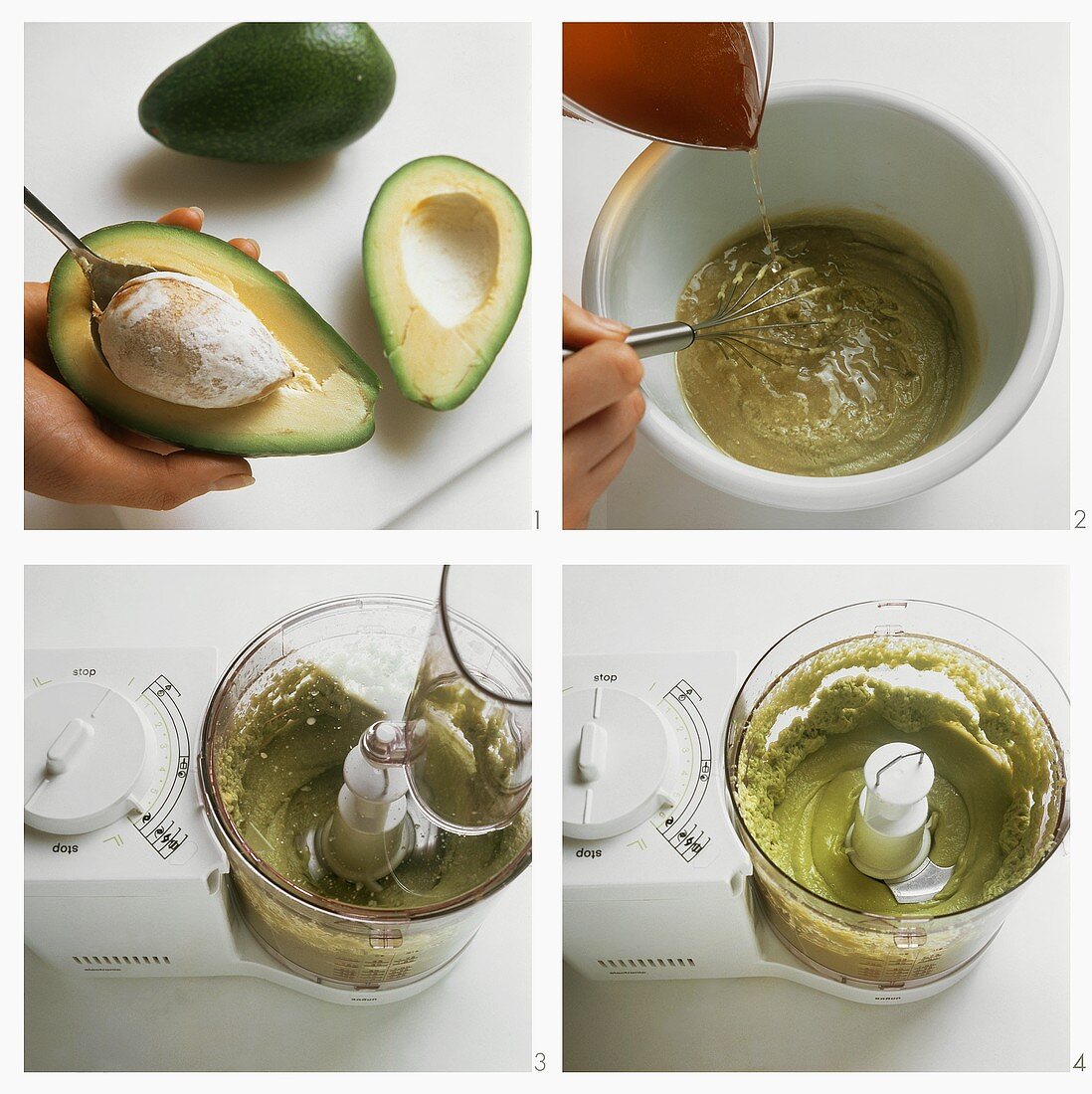 Making cold creamed avocado soup