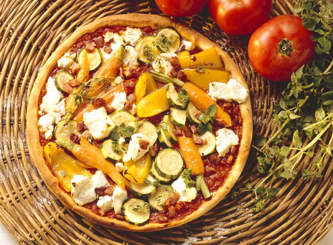 Carrot-Zucchini Pizza with Bell Pepper