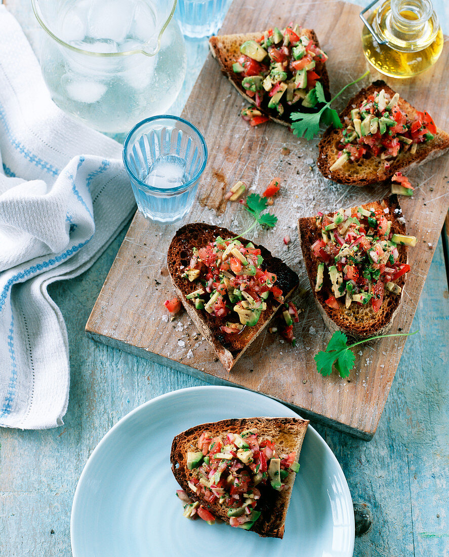 Tomato-avocado bruschetta