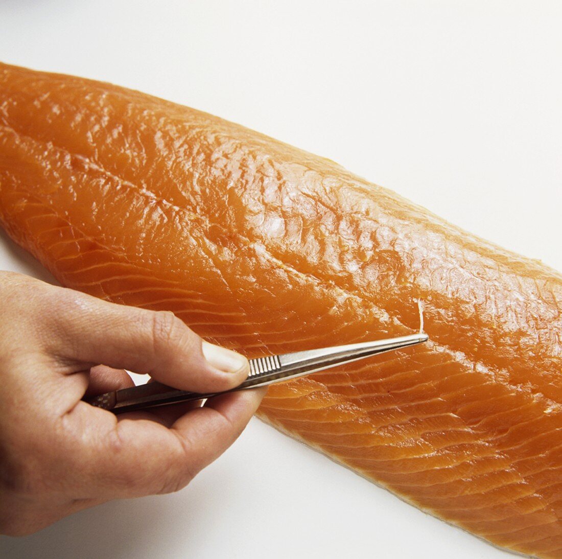 Boning a salmon fillet