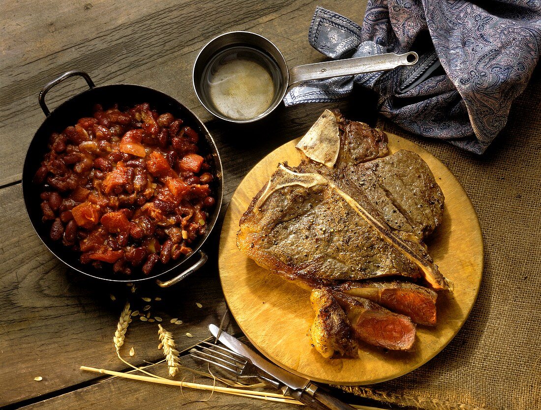 T-Bone Steak with Baked Beans