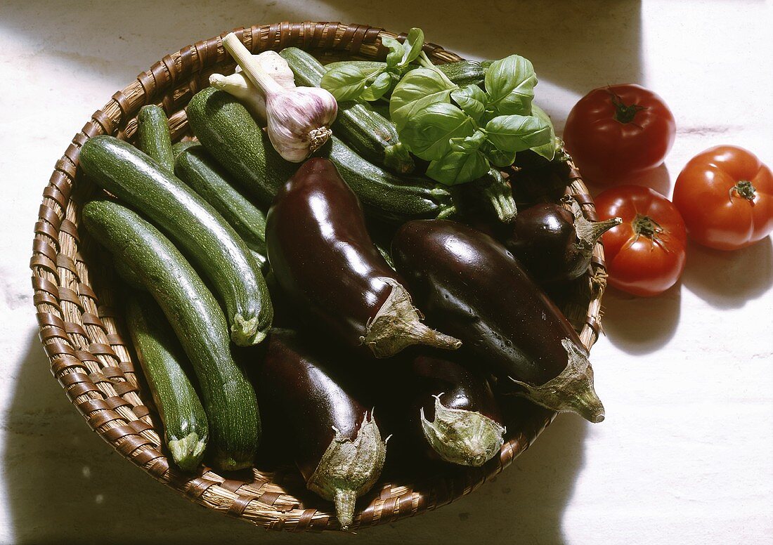 Basket with Summery Vegetables