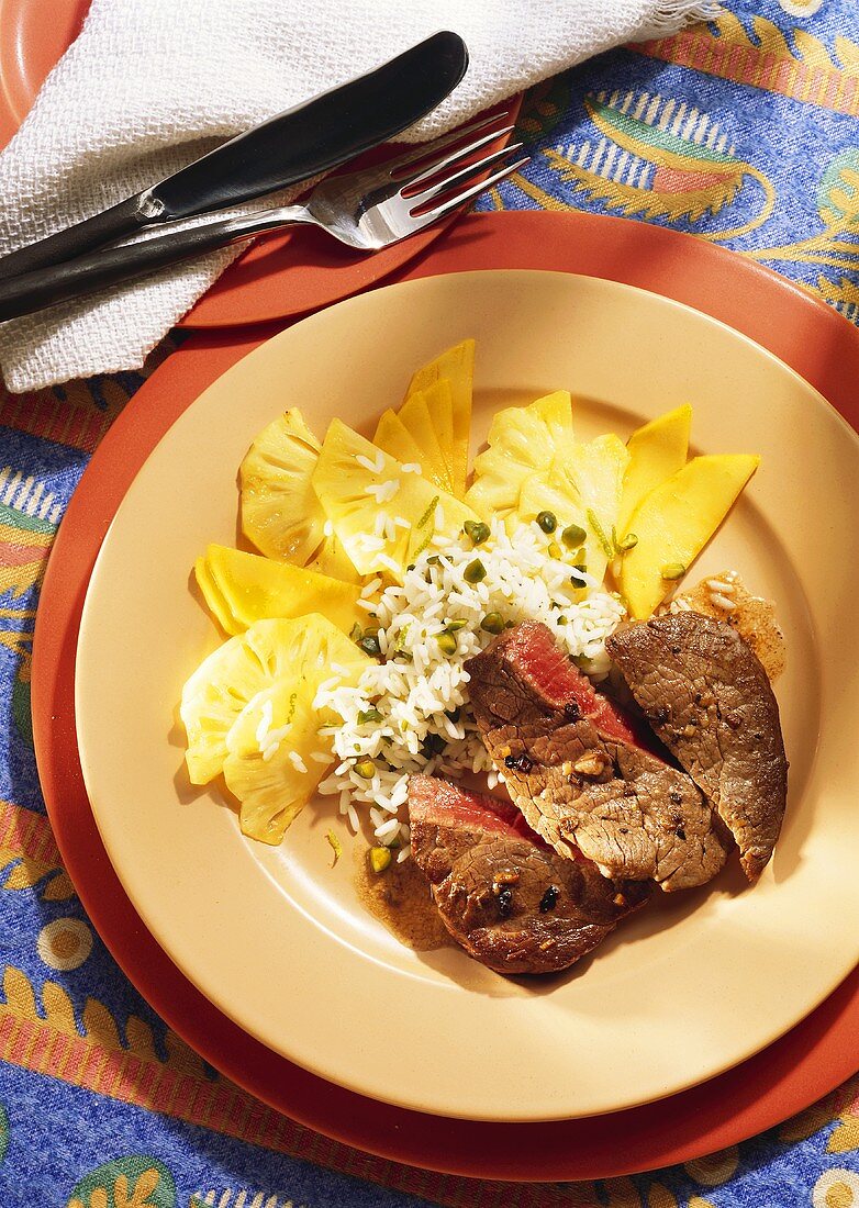 Creole-style Steaks with Pistachio Rice