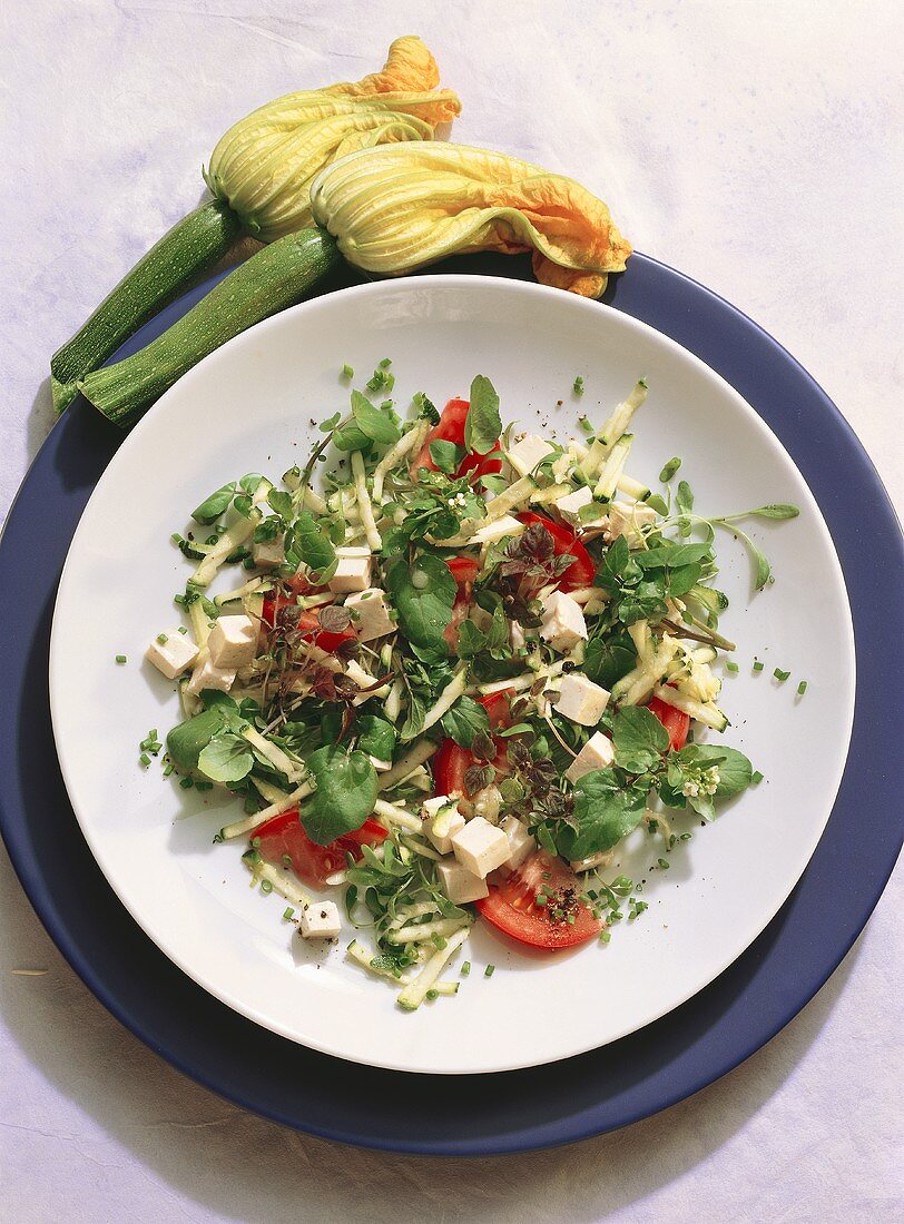 Zucchini Salad with marinated Tofu