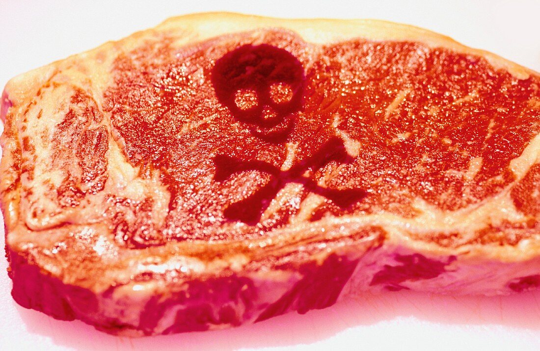 Steak with skull and crossbones