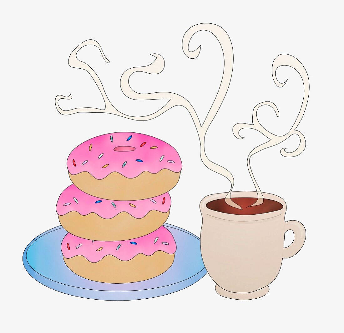 Kaffee und Donuts (Illustration)