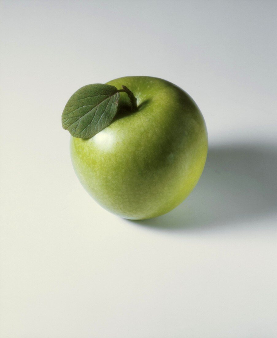 Grüner Apfel mit Blatt (Granny Smith)