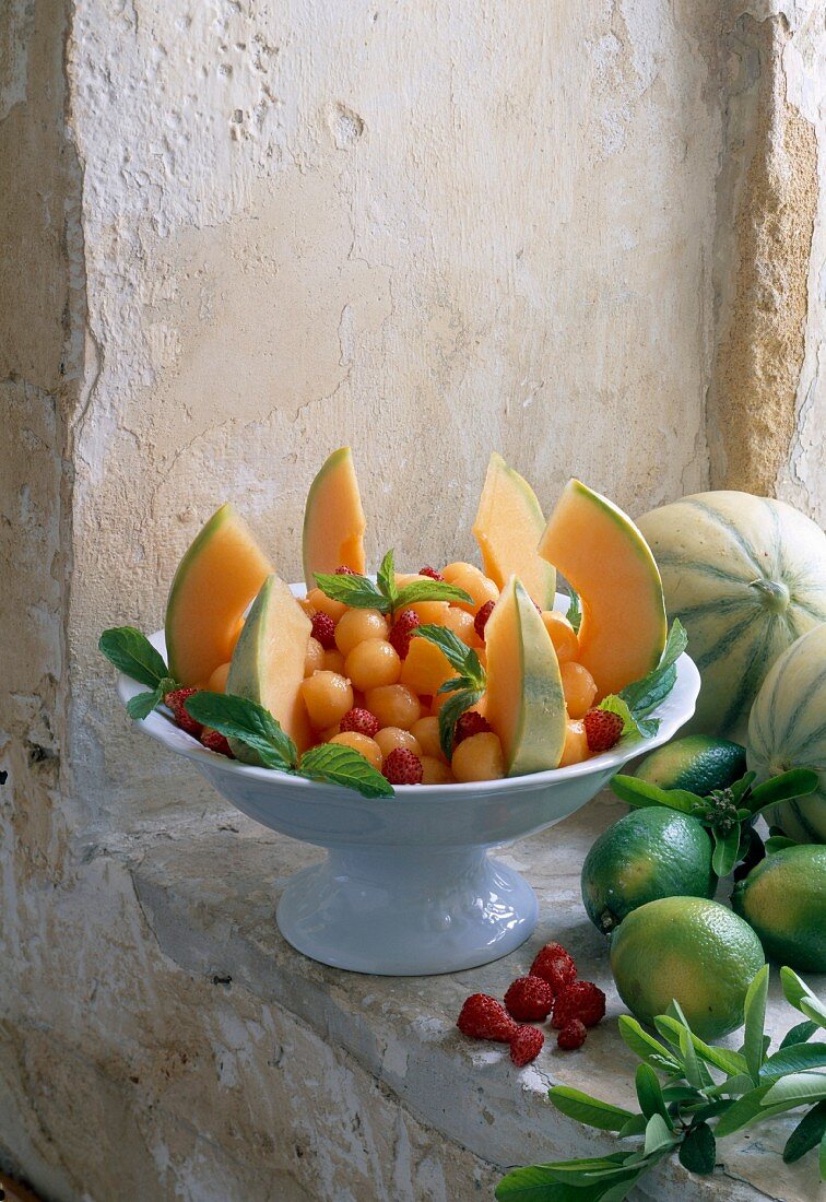 Melon, honey and ginger salad