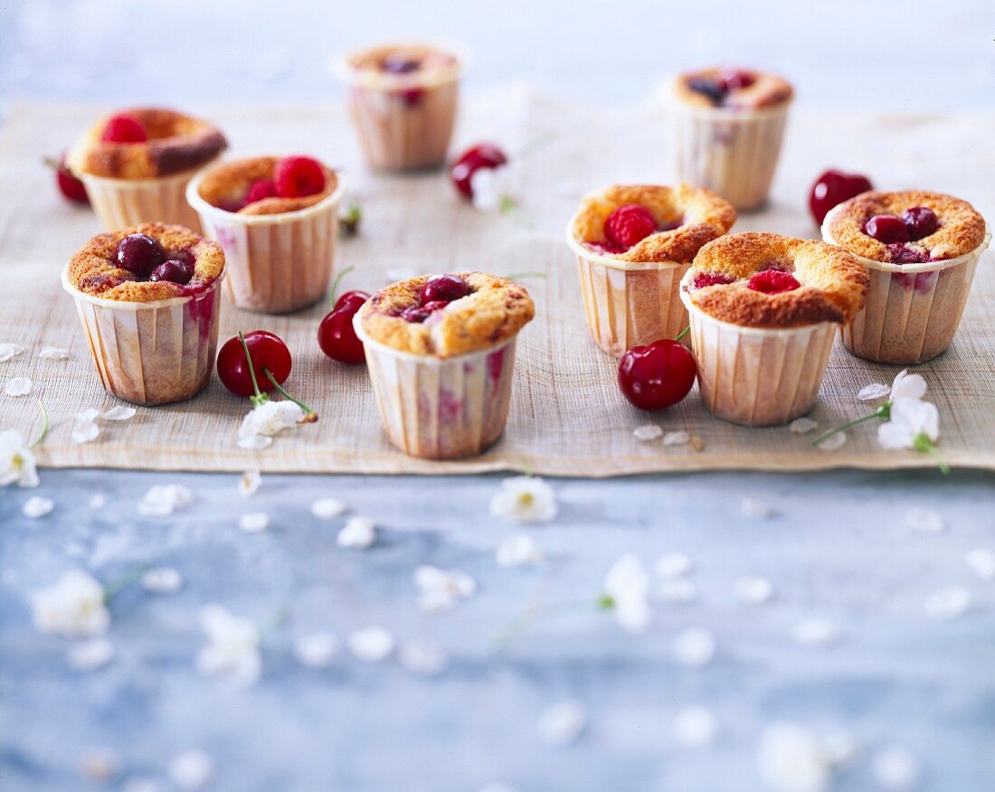 Cherry and raspberry mini muffins