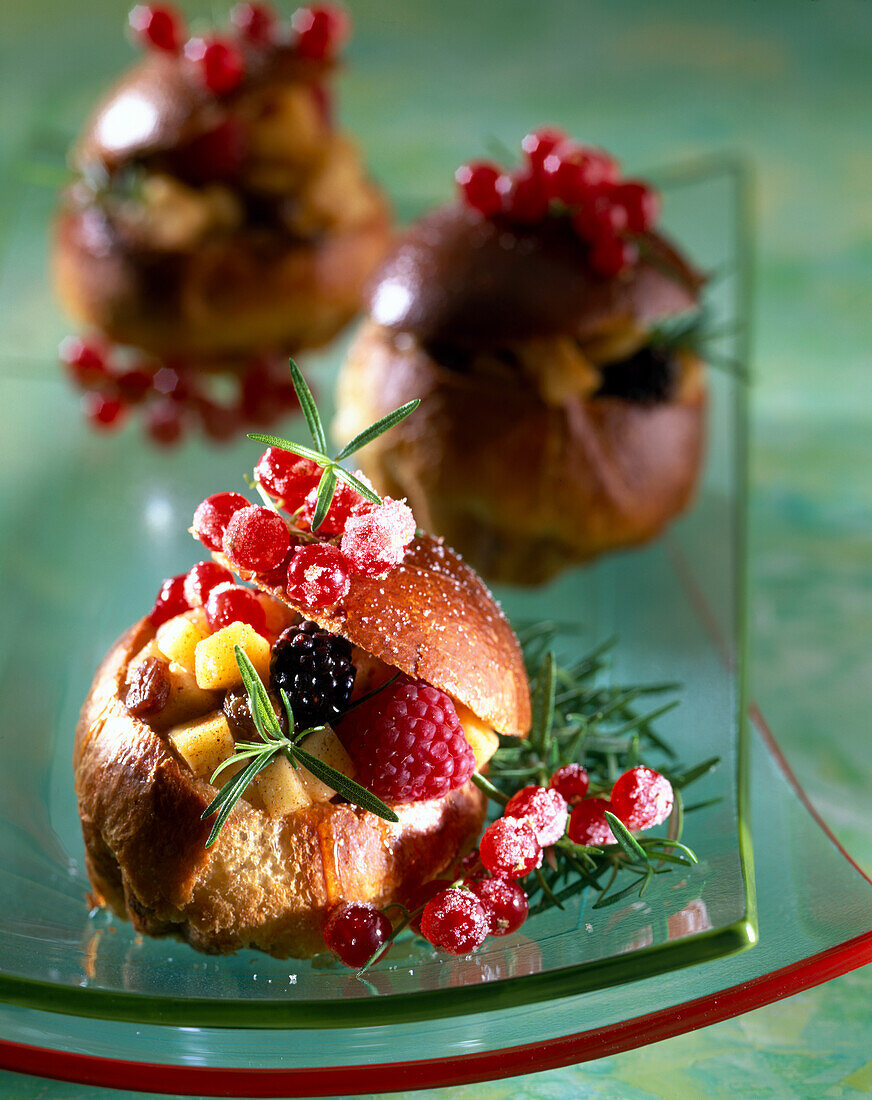 Brioche filled with summer fruit and apple