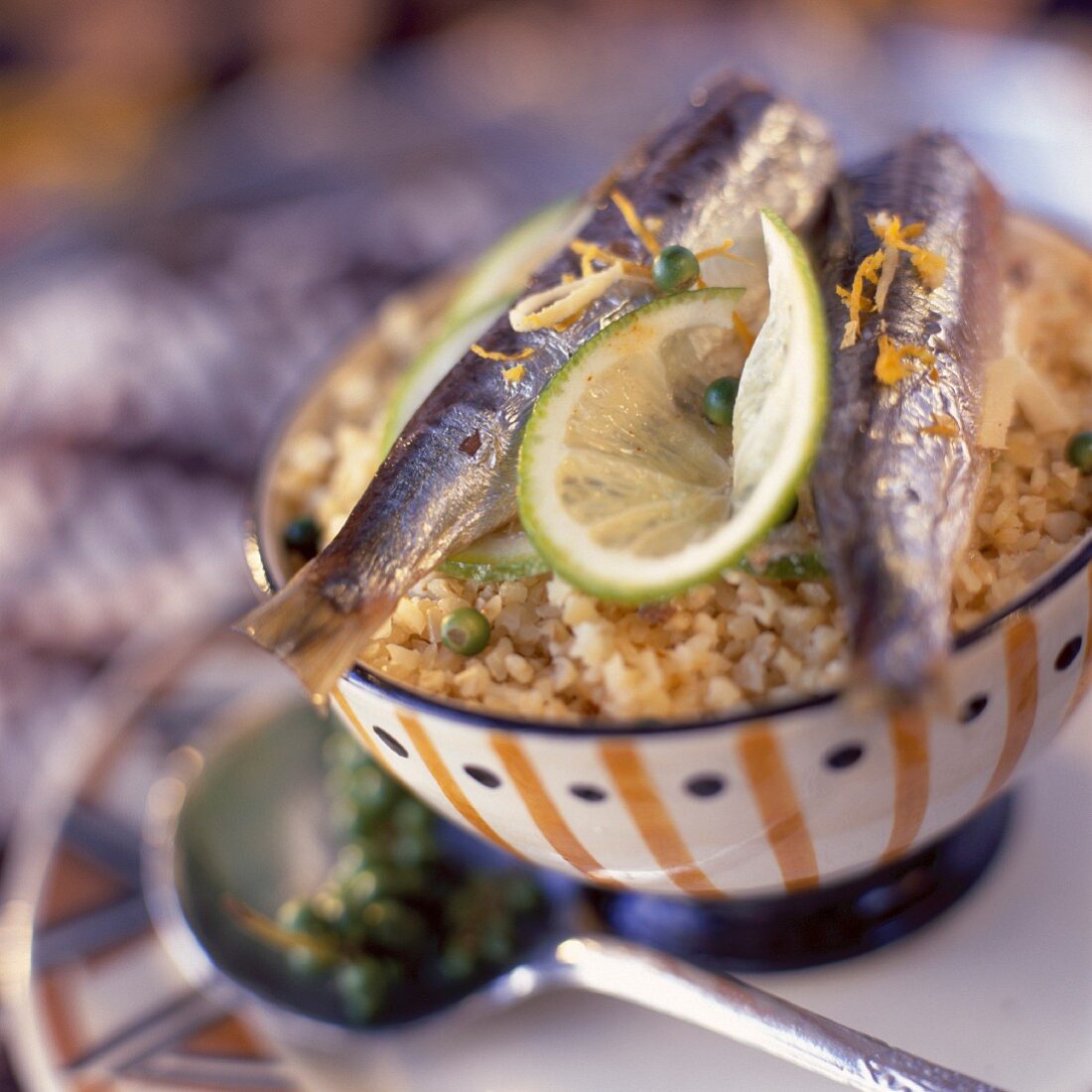 Marinated sardines with lemon wheat