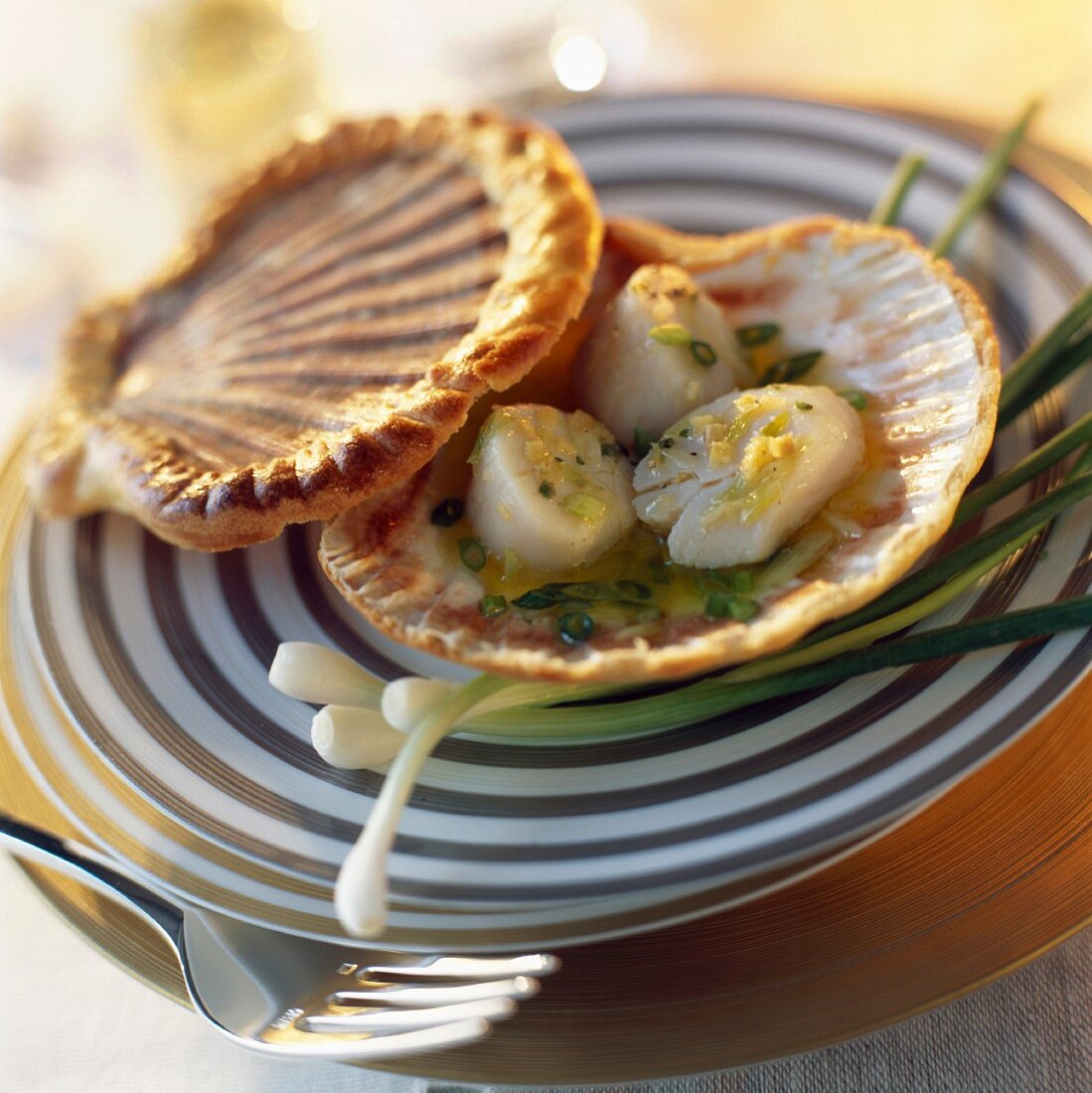 Scallops in shell with ginger and citronella butter