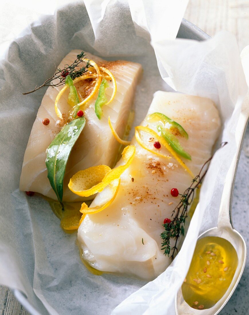 Sea bass and halibut steaks