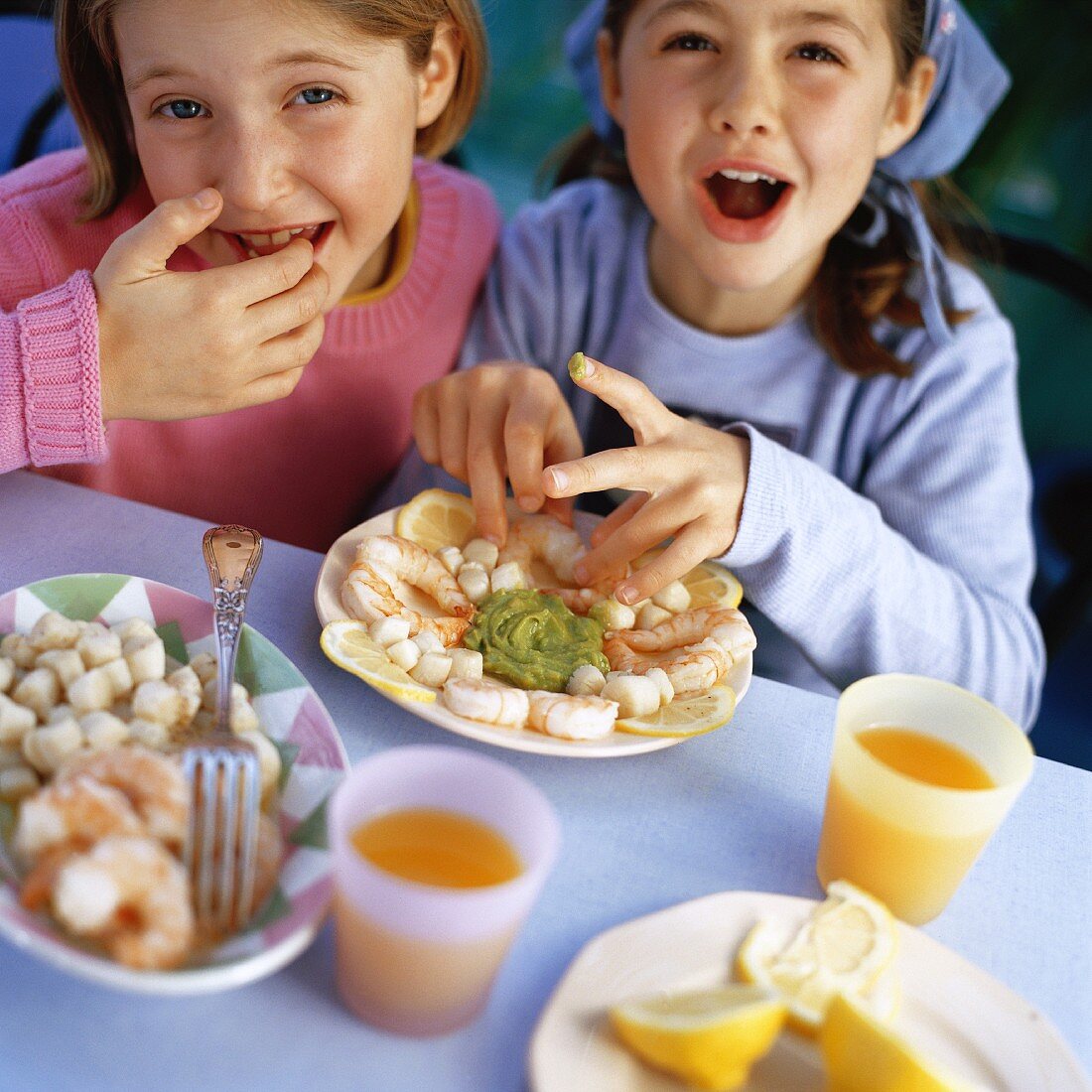 Children eating at table