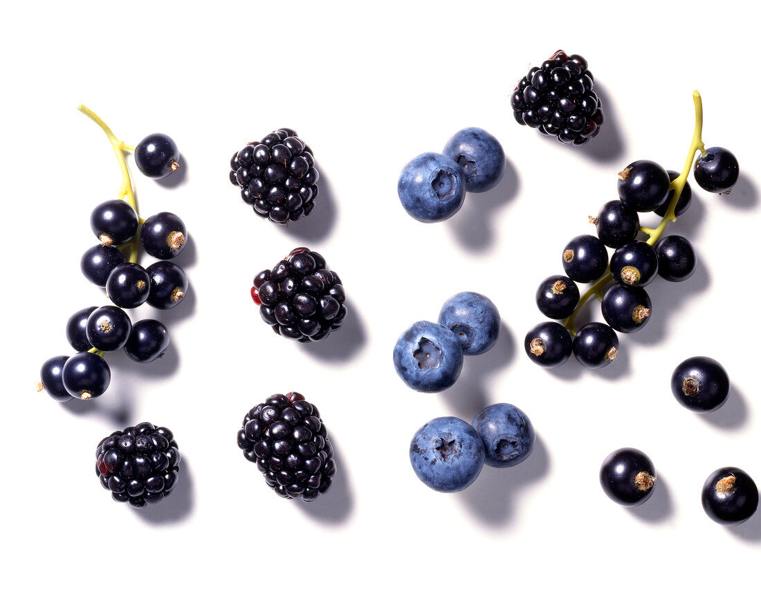 Blackcurrants, blackberries and blueberries