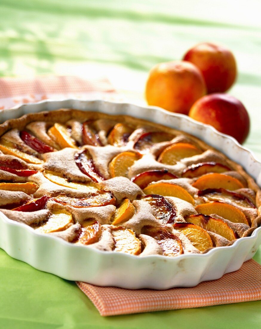 Peach and nectarine tart with almond cream