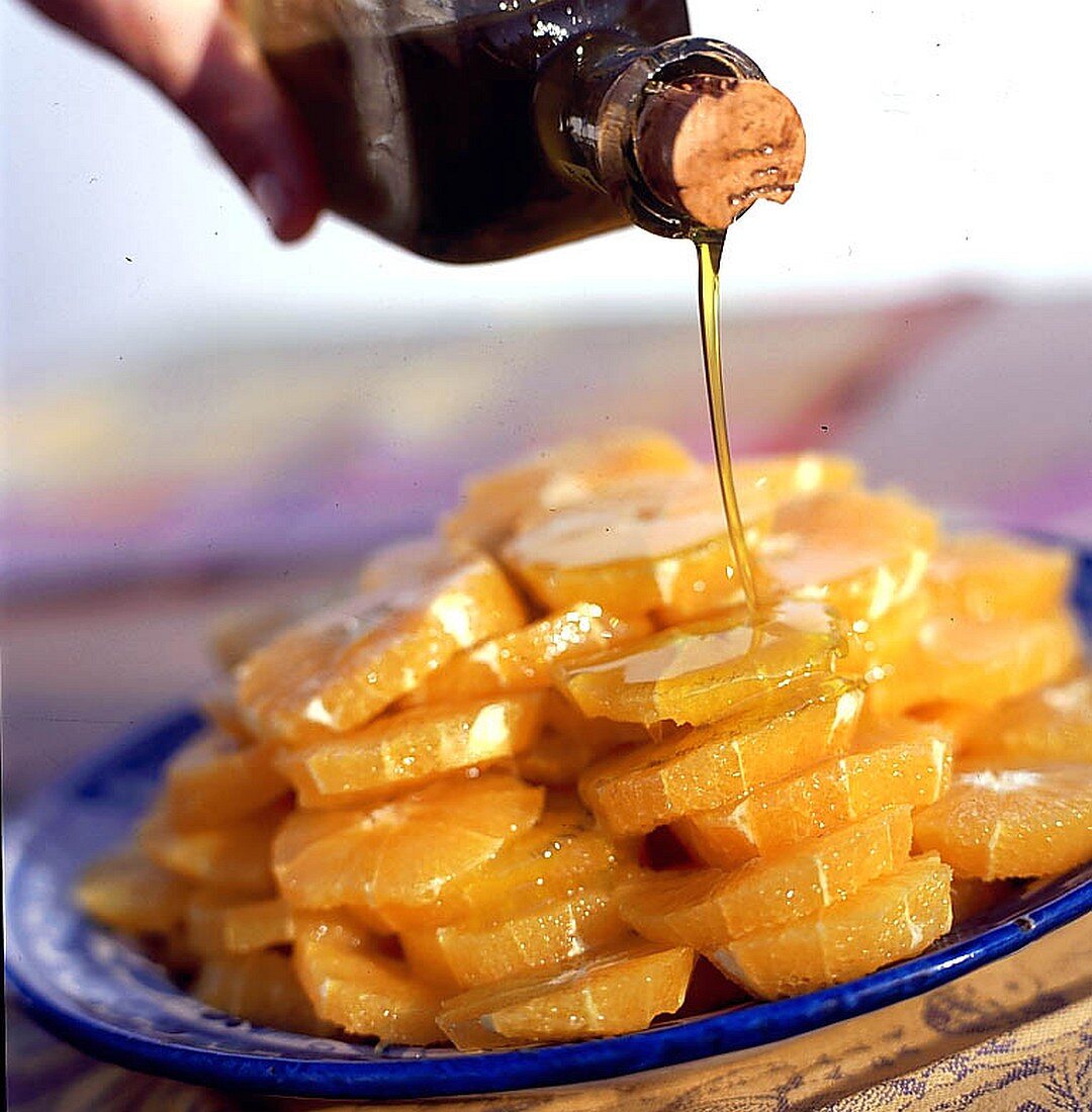 Orange salad with olive oil and honey