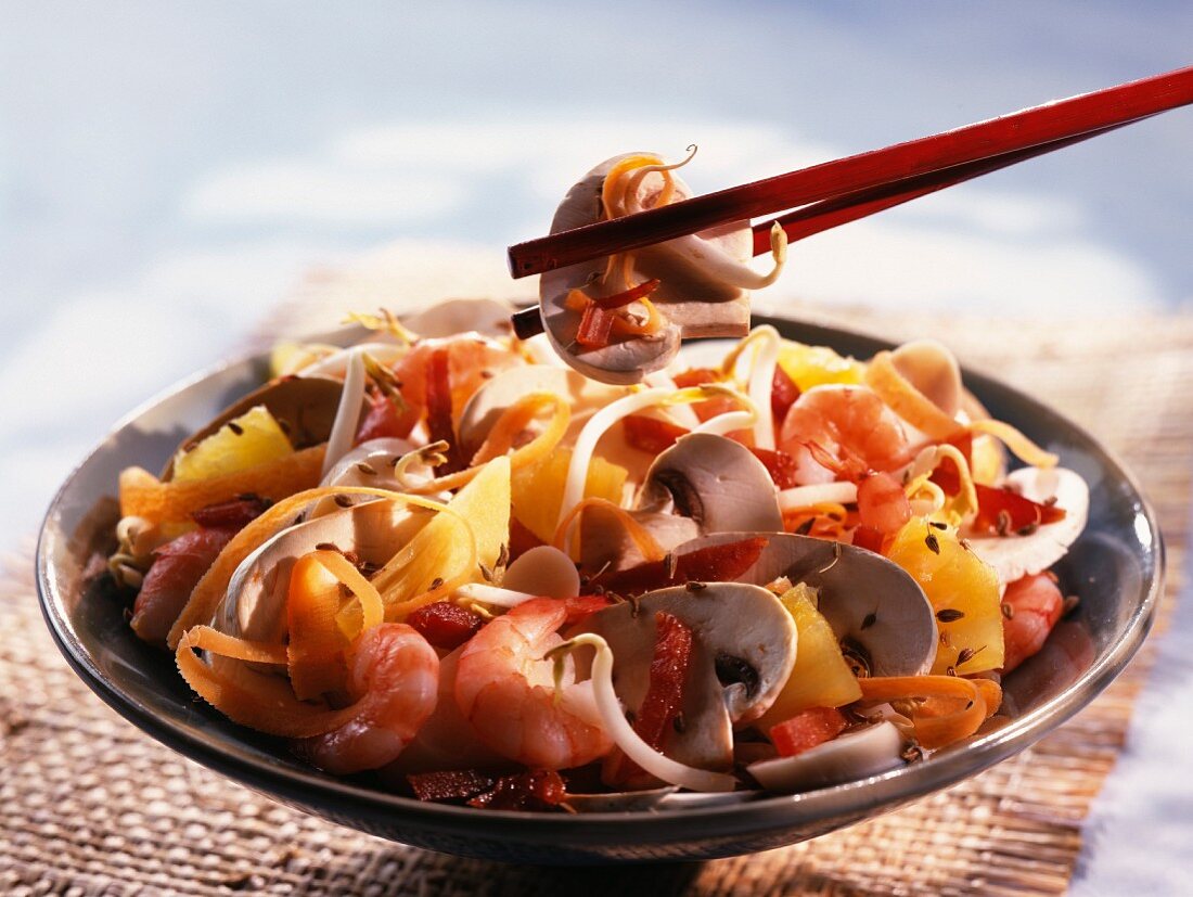 Chinese salad with mushrooms