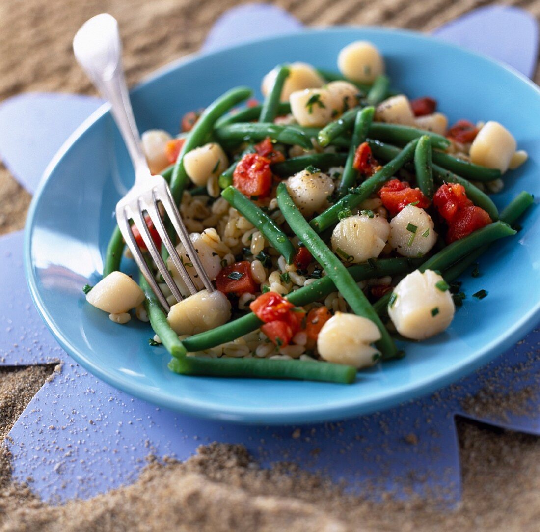 Salat mit Safran-Jakobsmuscheln