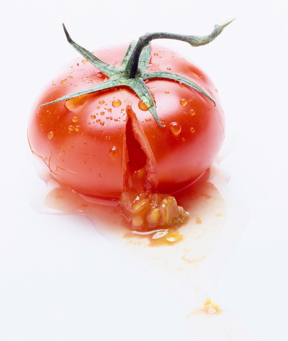 Eine zerdrückte Tomate