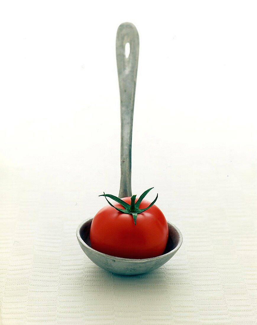 Tomate in einer Schöpfkelle
