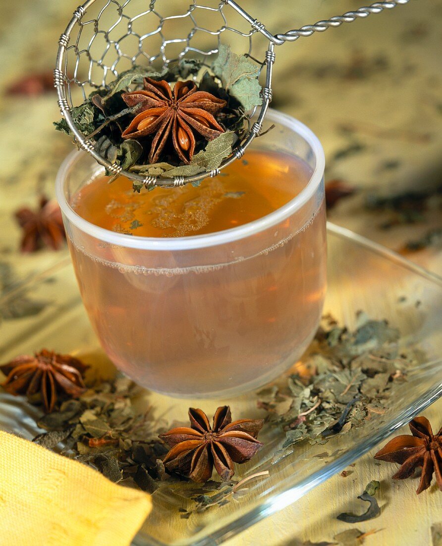 Herbal tea with star anise and mint