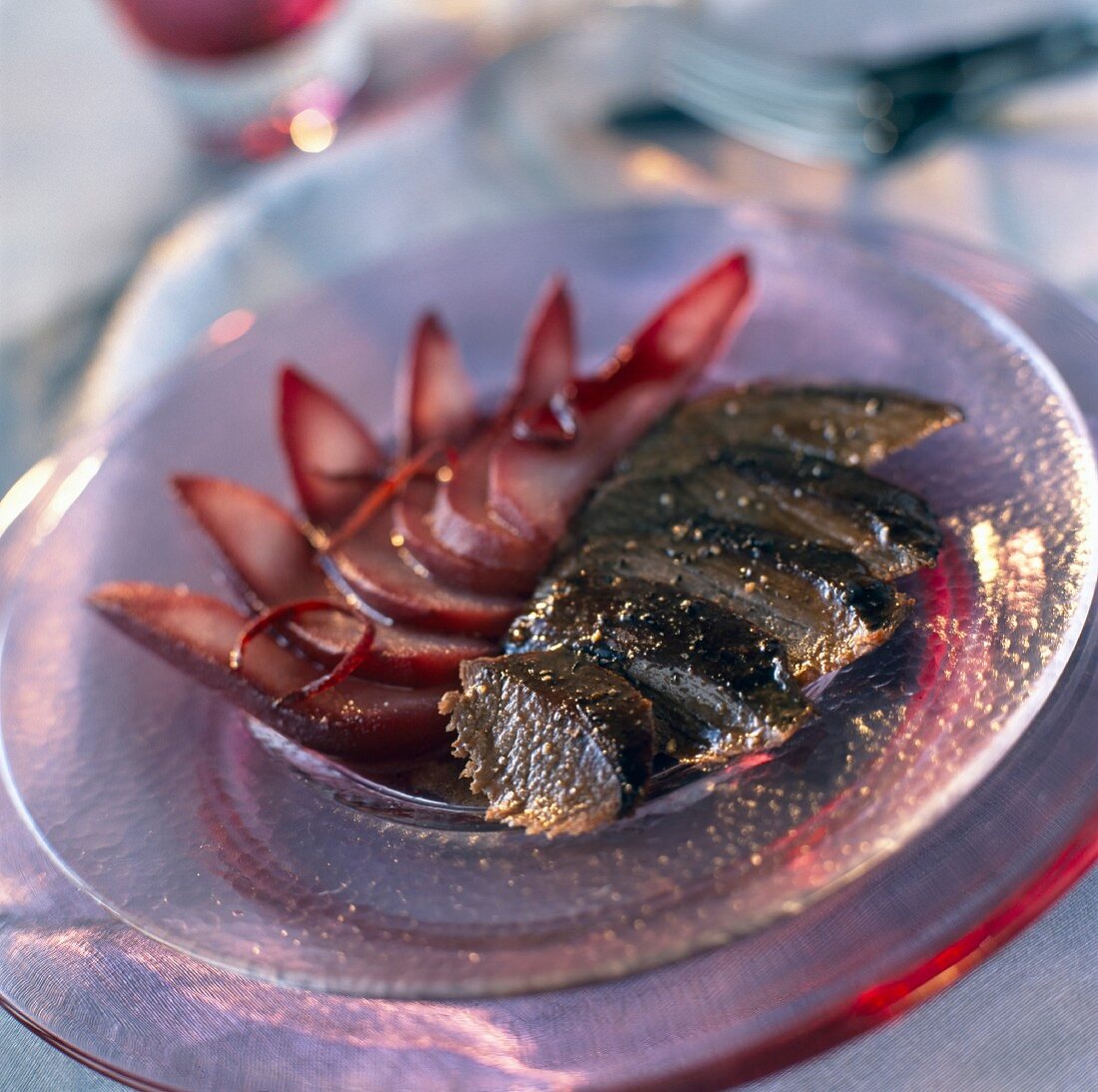 Sliced haunch of marinated venison