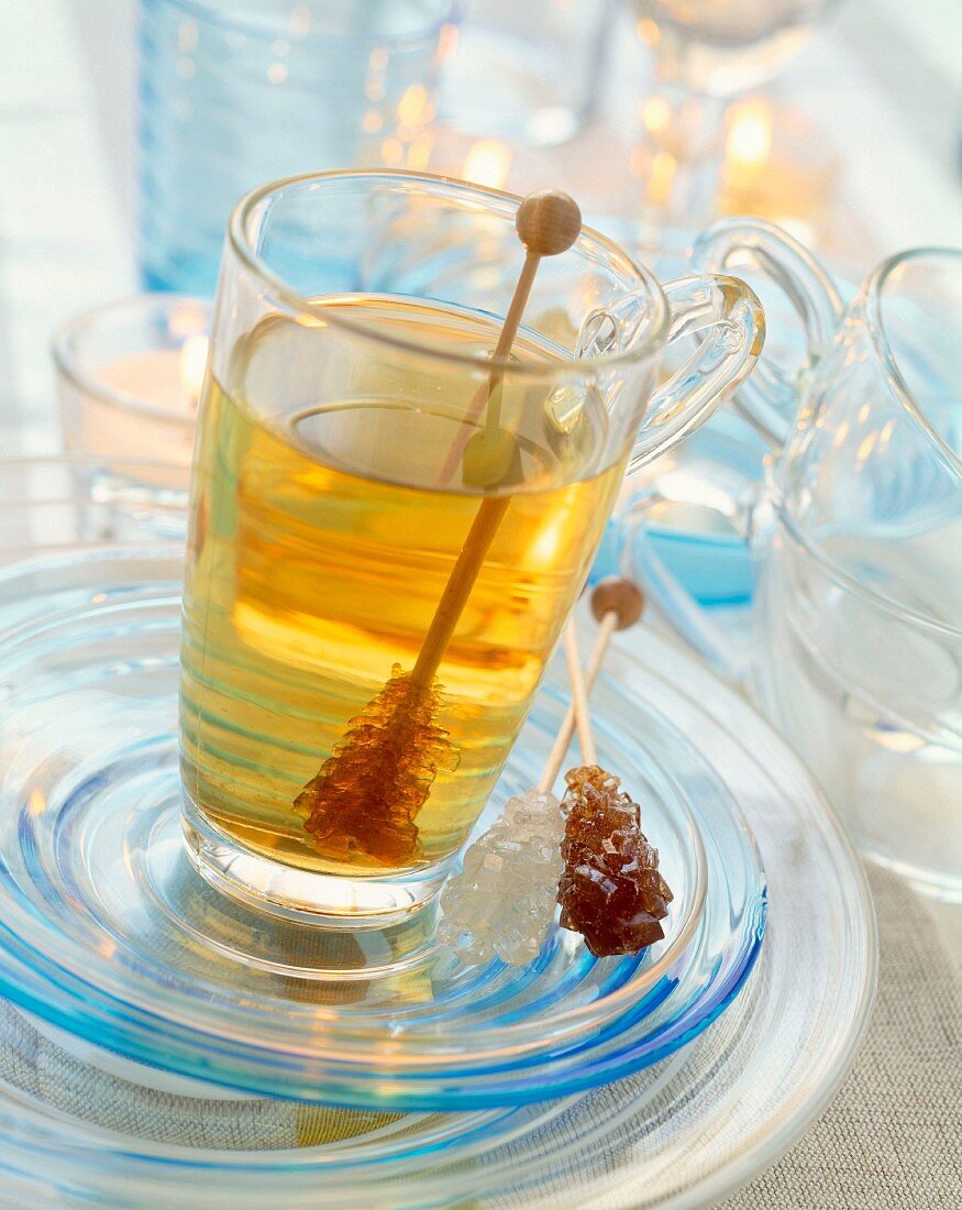 Herb tea and sugar sticks